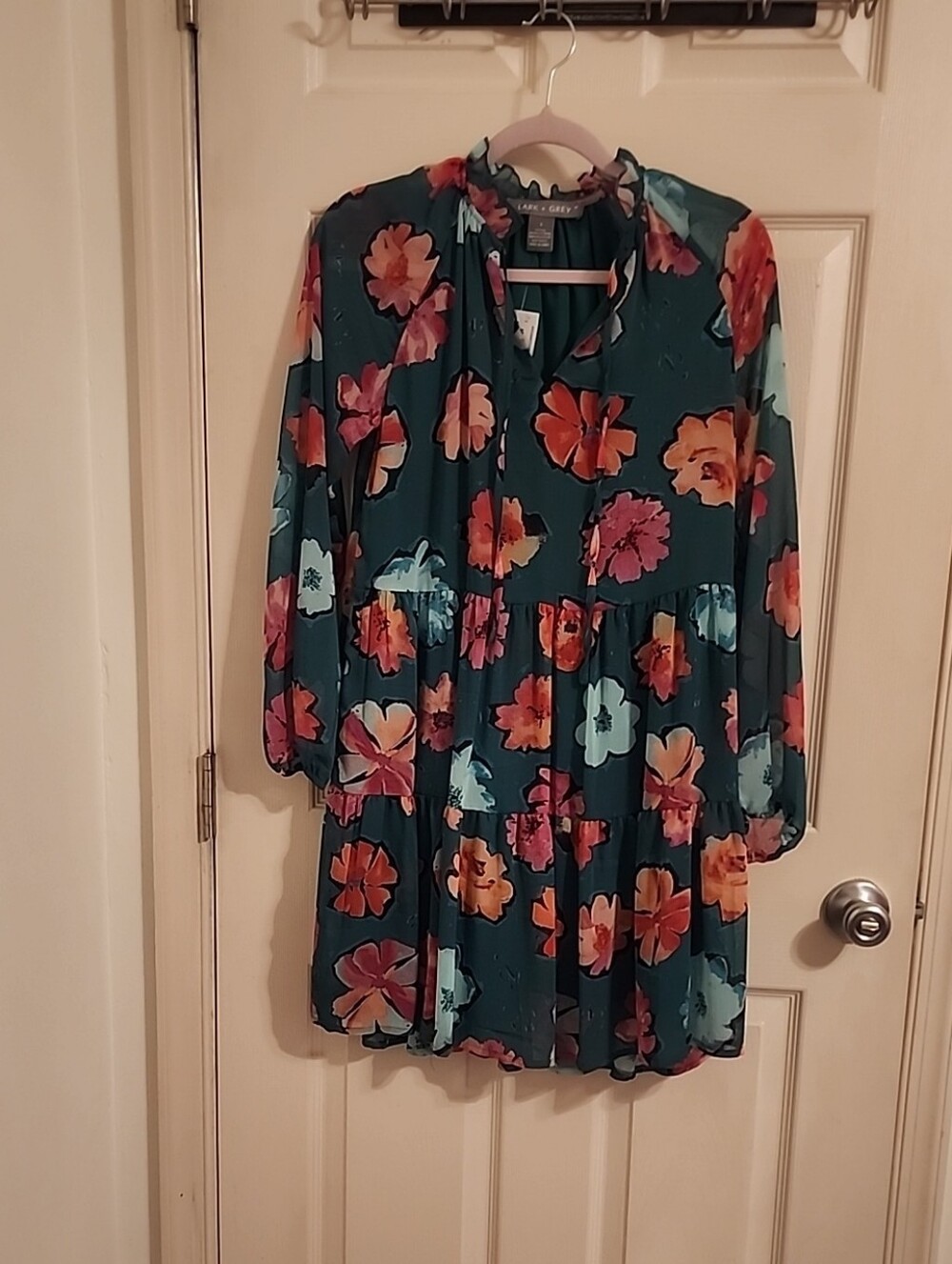 Teal Floral Tiered Long-Sleeve Tunic by A New Day